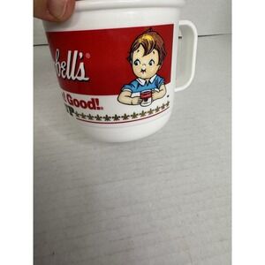 Vintage Campbell's Soup Plastic Mug Good‎ Campbell's Kid White Red Collectible